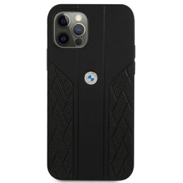 BMW Leather Curve Perforate dėklas, skirtas iPhone 12 Pro Max - juodas