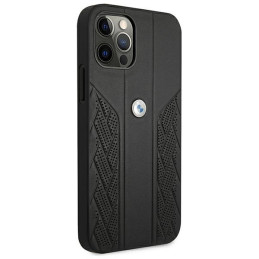 BMW Leather Curve Perforate dėklas, skirtas iPhone 12 Pro Max - juodas