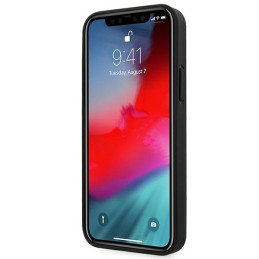 BMW Leather Curve Perforate dėklas, skirtas iPhone 12 Pro Max - juodas