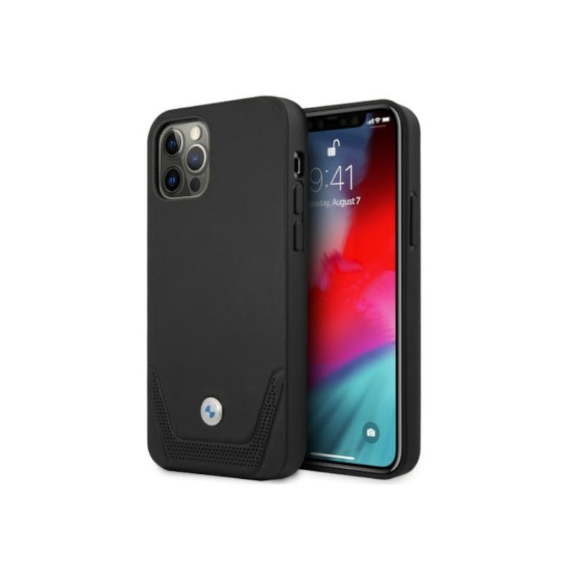 BMW odinis perforuotas dėklas iPhone 12 Pro Max - juodas