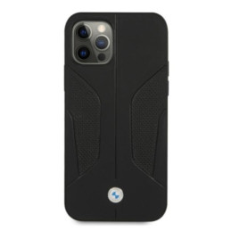 BMW odinis perforuotas šoninis dėklas iPhone 12 / iPhone 12 Pro - juodas