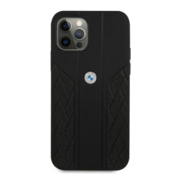 BMW Leather Curve Perforate dėklas iPhone 12 / iPhone 12 Pro - juodas