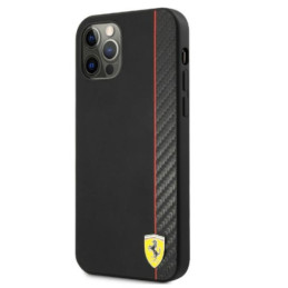 Ferrari On Track Carbon Stripe dėklas, skirtas iPhone 12 Pro Max - juodas