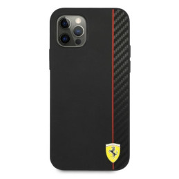 Ferrari On Track Carbon Stripe dėklas, skirtas iPhone 12 Pro Max - juodas