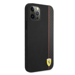 Ferrari On Track Carbon Stripe dėklas, skirtas iPhone 12 Pro Max - juodas