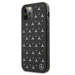 Mercedes Silver Stars Pattern dėklas, skirtas iPhone 12 Pro Max - juodas