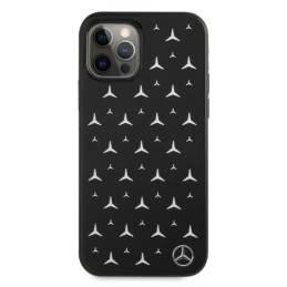 Mercedes Silver Stars Pattern dėklas, skirtas iPhone 12 Pro Max - juodas