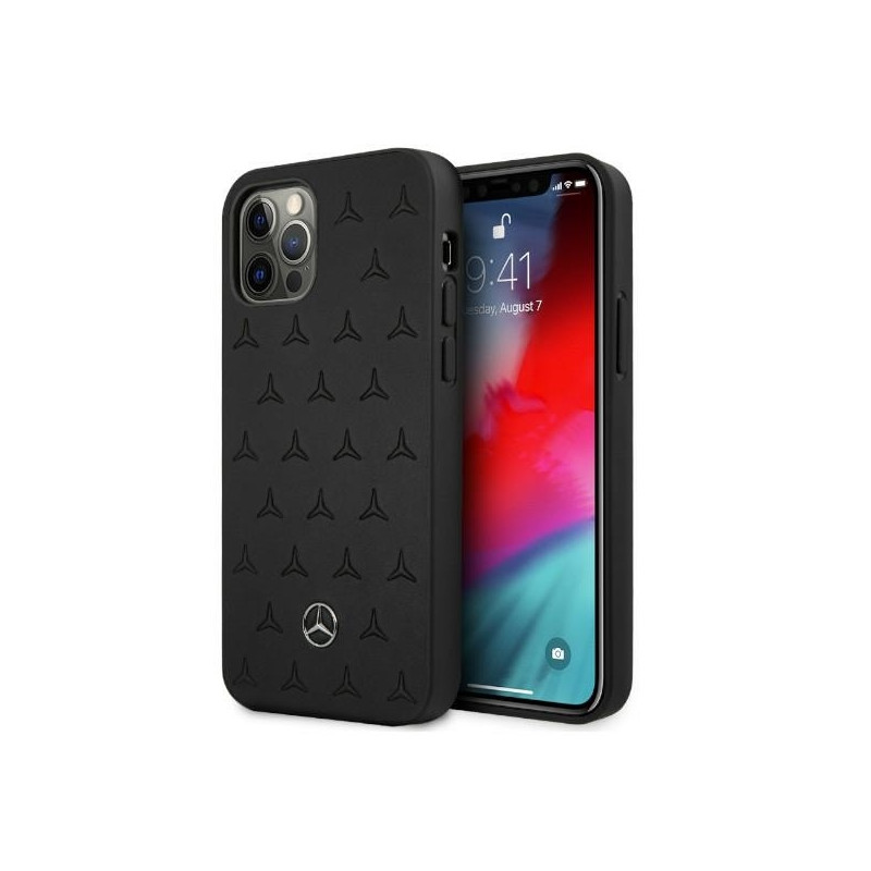 Mercedes Leather Stars Pattern dėklas, skirtas iPhone 12 Pro Max - juodas
