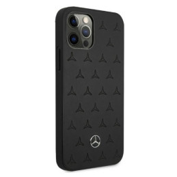 Mercedes Leather Stars Pattern dėklas, skirtas iPhone 12 Pro Max - juodas