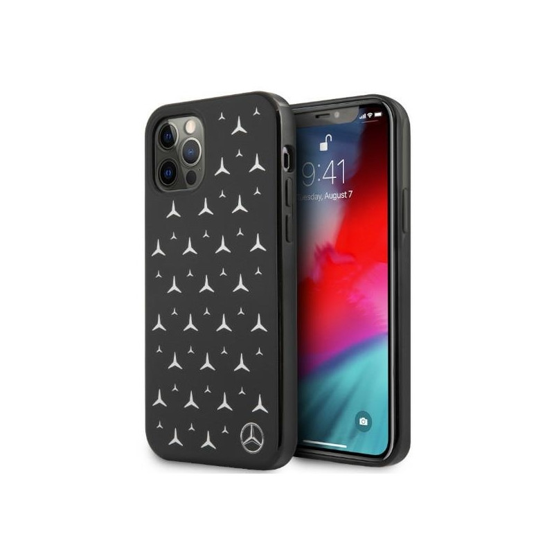 Mercedes Silver Stars Pattern dėklas, skirtas iPhone 12 / iPhone 12 Pro - juodas