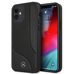 Mercedes Leather Perforated Area dėklas iPhone 12 mini - juodas