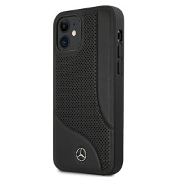Mercedes Leather Perforated Area dėklas iPhone 12 mini - juodas