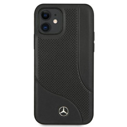 Mercedes Leather Perforated Area dėklas iPhone 12 mini - juodas