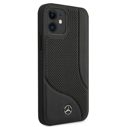 Mercedes Leather Perforated Area dėklas iPhone 12 mini - juodas