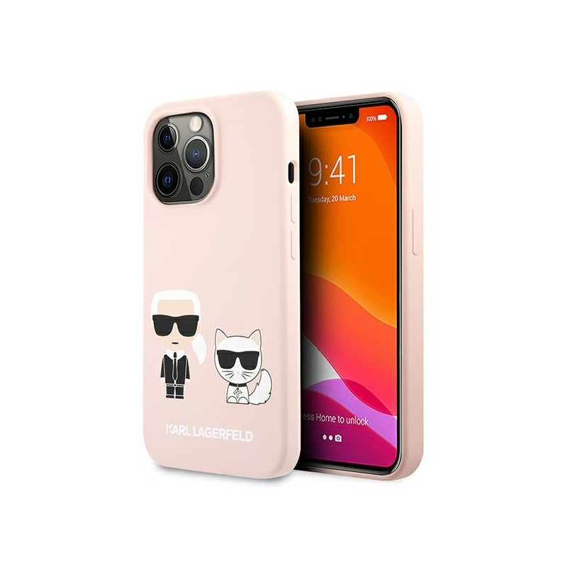 Karl Lagerfeld Silikoninis Karl&Choupette dėklas skirtas iPhone 13 Pro / iPhone 13 - šviesiai rožinis