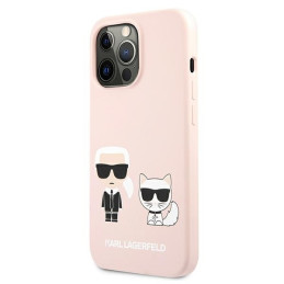 Karl Lagerfeld Silikoninis Karl&Choupette dėklas skirtas iPhone 13 Pro / iPhone 13 - šviesiai rožinis