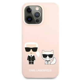 Karl Lagerfeld Silikoninis Karl&Choupette dėklas skirtas iPhone 13 Pro / iPhone 13 - šviesiai rožinis