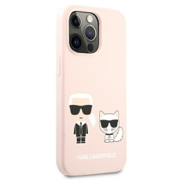 Karl Lagerfeld Silikoninis Karl&Choupette dėklas skirtas iPhone 13 Pro / iPhone 13 - šviesiai rožinis