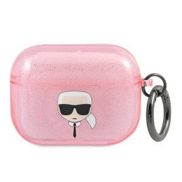 Karl Lagerfeld Glitter Karl& 39 s Head dėklas, skirtas AirPods Pro – rožinis