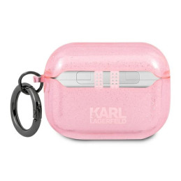 Karl Lagerfeld Glitter Karl& 39 s Head dėklas, skirtas AirPods Pro – rožinis