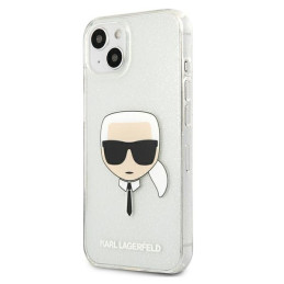 Karl Lagerfeld Glitter Karl& 39 s Head dėklas iPhone 13 mini - sidabrinis