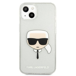 Karl Lagerfeld Glitter Karl& 39 s Head dėklas iPhone 13 mini - sidabrinis