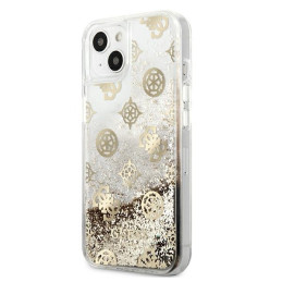 Guess Peony Liquid Glitter dėklas iPhone 13 mini - auksinis