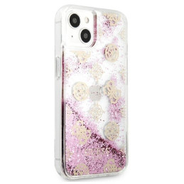 Guess Peony Liquid Glitter dėklas iPhone 13 mini - rožinis