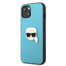 Karl Lagerfeld Leather Ikonik Karl& 39 s Head Metalinis dėklas iPhone 13 mini - mėlynas
