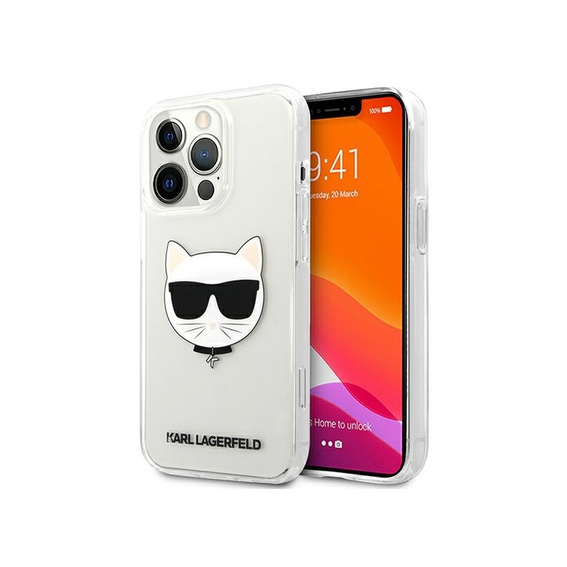 Karl Lagerfeld Choupette Head dėklas iPhone 13 Pro Max - skaidrus