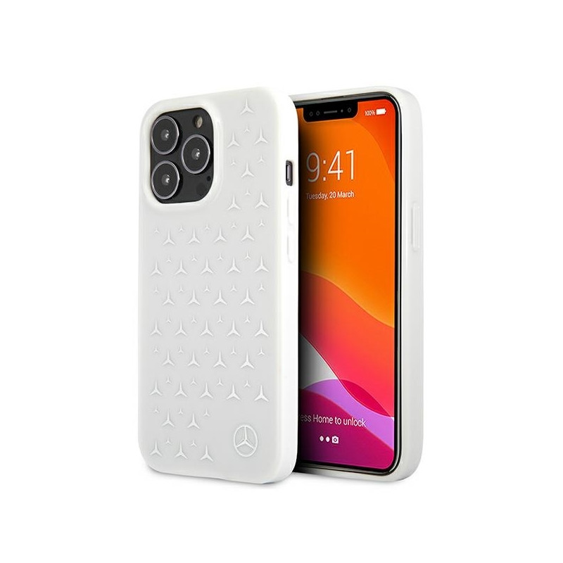 Mercedes Silver Stars Pattern dėklas, skirtas iPhone 13 Pro / iPhone 13 - baltas