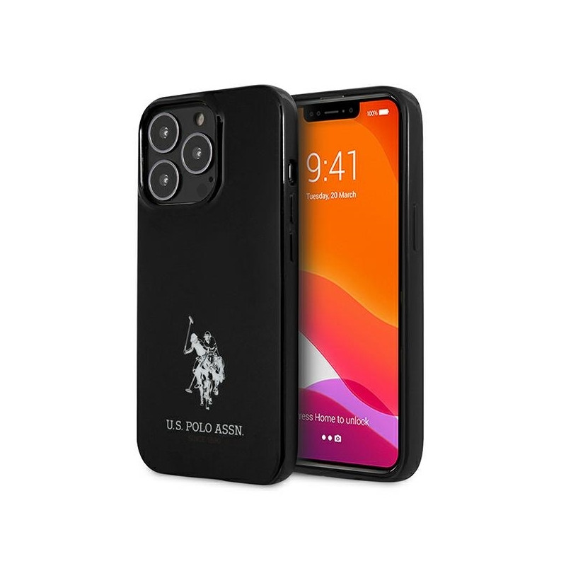 JAV Polo Assn byla Horses Logotipas iPhone 13 Pro / iPhone 13 - juodas