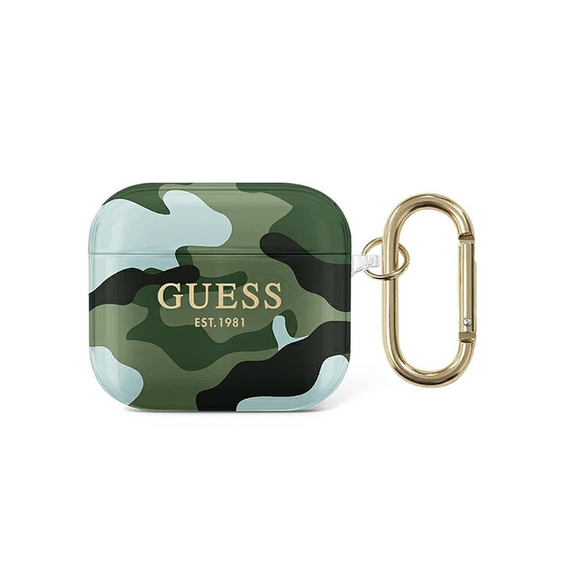 Guess Camo Collection dėklas, skirtas AirPods 3 – žalias