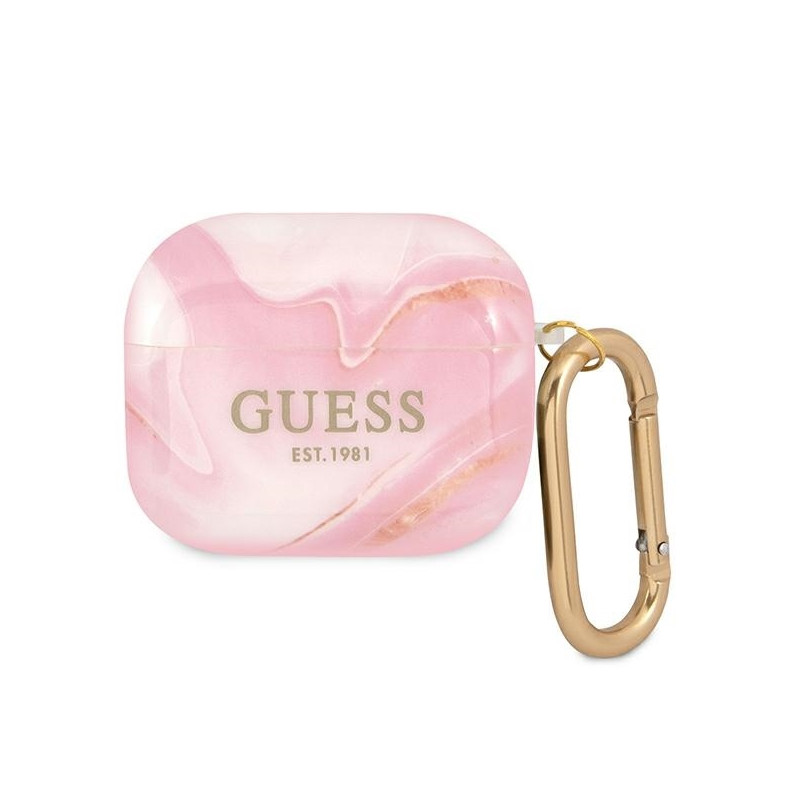 Guess Marble Collection dėklas, skirtas AirPods 3 – rožinis