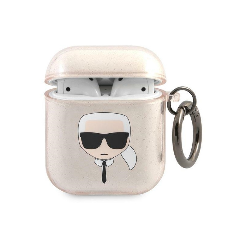 Karl Lagerfeld Glitter Karl& 39 s Head dėklas, skirtas AirPods 1/ 2 – auksinis