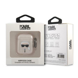 Karl Lagerfeld Glitter Karl& 39 s Head dėklas, skirtas AirPods 1/ 2 – auksinis