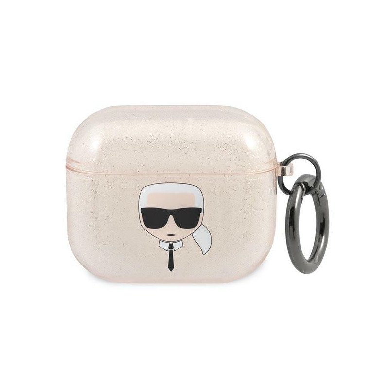 Karl Lagerfeld Glitter Karl& 39 s Head dėklas, skirtas AirPods 3 – auksinis