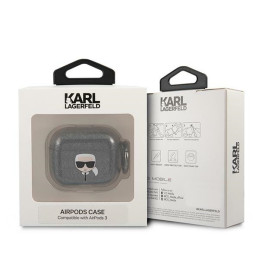 Karl Lagerfeld Glitter Karl& 39 s Head dėklas, skirtas AirPods 3 – juodas