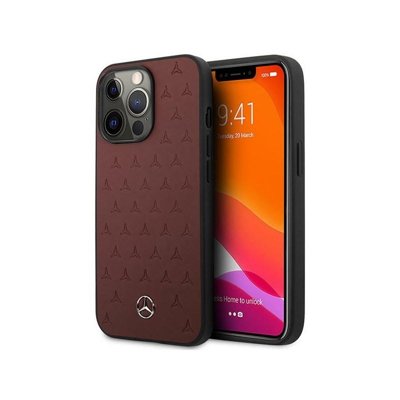 Mercedes Leather Stars Pattern dėklas, skirtas iPhone 13 Pro / iPhone 13 - raudonas