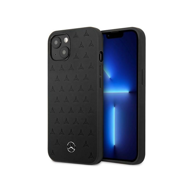 Mercedes Leather Stars Pattern dėklas iPhone 13 mini - juodas