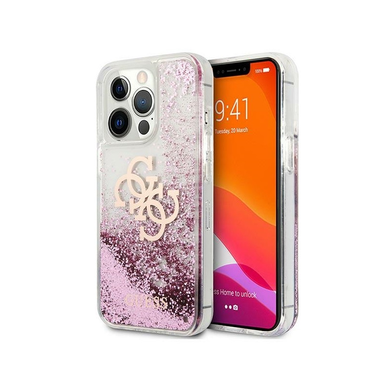 Guess GUHCP13XLG4GPI iPhone 13 Pro Max 6,7" rožinis/ rožinis kietas dėklas 4G Big Liquid Glitter