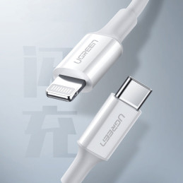 Ugreen US171 Lightning – USB-C PD laidas 20W 3A 480Mb/ s 1,5m – baltas