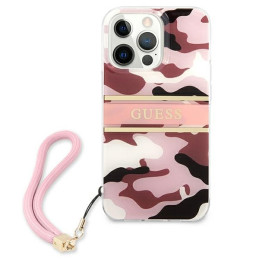 Guess Camo Strap Collection dėklas, skirtas iPhone 13 Pro / iPhone 13 - rožinis