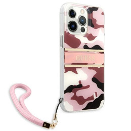Guess Camo Strap Collection dėklas, skirtas iPhone 13 Pro / iPhone 13 - rožinis