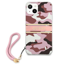 Guess Camo Strap Collection dėklas iPhone 13 mini - rožinis