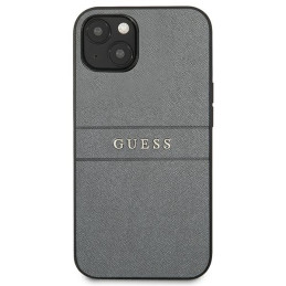 Guess Saffiano Strap dėklas iPhone 13 mini - pilkas