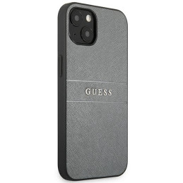 Guess Saffiano Strap dėklas iPhone 13 mini - pilkas