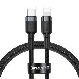 Baseus CATLKLF-G1 Lightning – USB-C PD QC laidas 18W 480Mb/ s 1m – juoda ir pilka