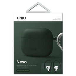 Uniq Nexo dėklas, skirtas AirPods 3 + Ear Hooks Silikoninis - žalias