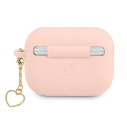 Guess Silicone Charm Heart Collection dėklas, skirtas AirPods Pro – rožinis